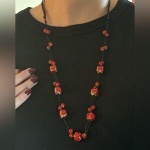 Elegant Red Beaded Necklace